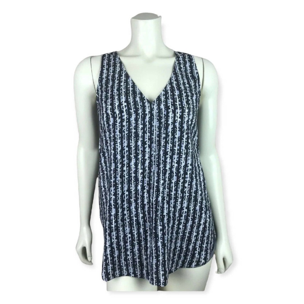 Derek Lam Silk Tank Top Size 2 Women's Blue Printed Sleeveless Stripe 10 Crosby